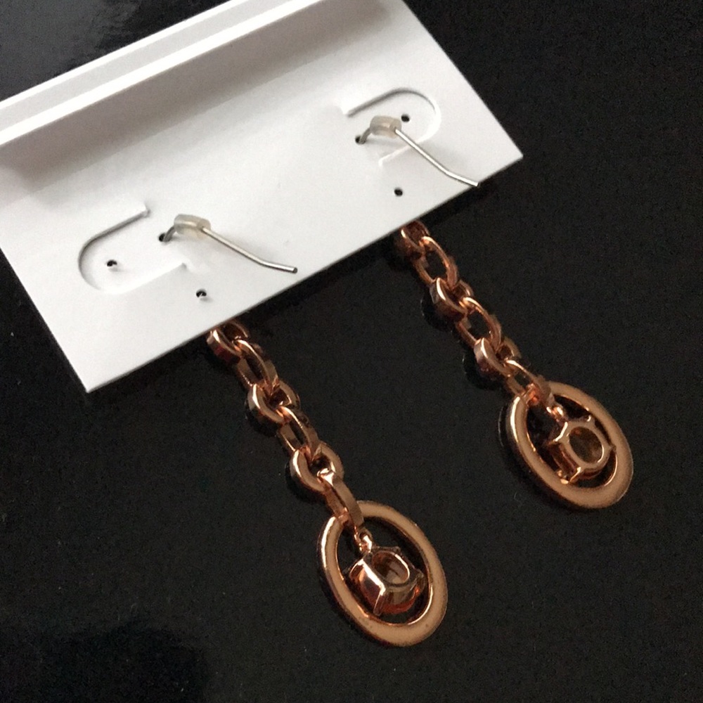 Pink Rhinestone Chainlink Dangle Earrings - Picture 4 of 5